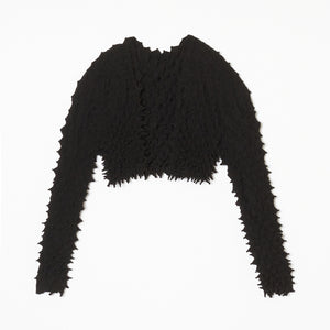  Spiky Shibori Cropped Cardigan - Crepe de Chine/Solid Color