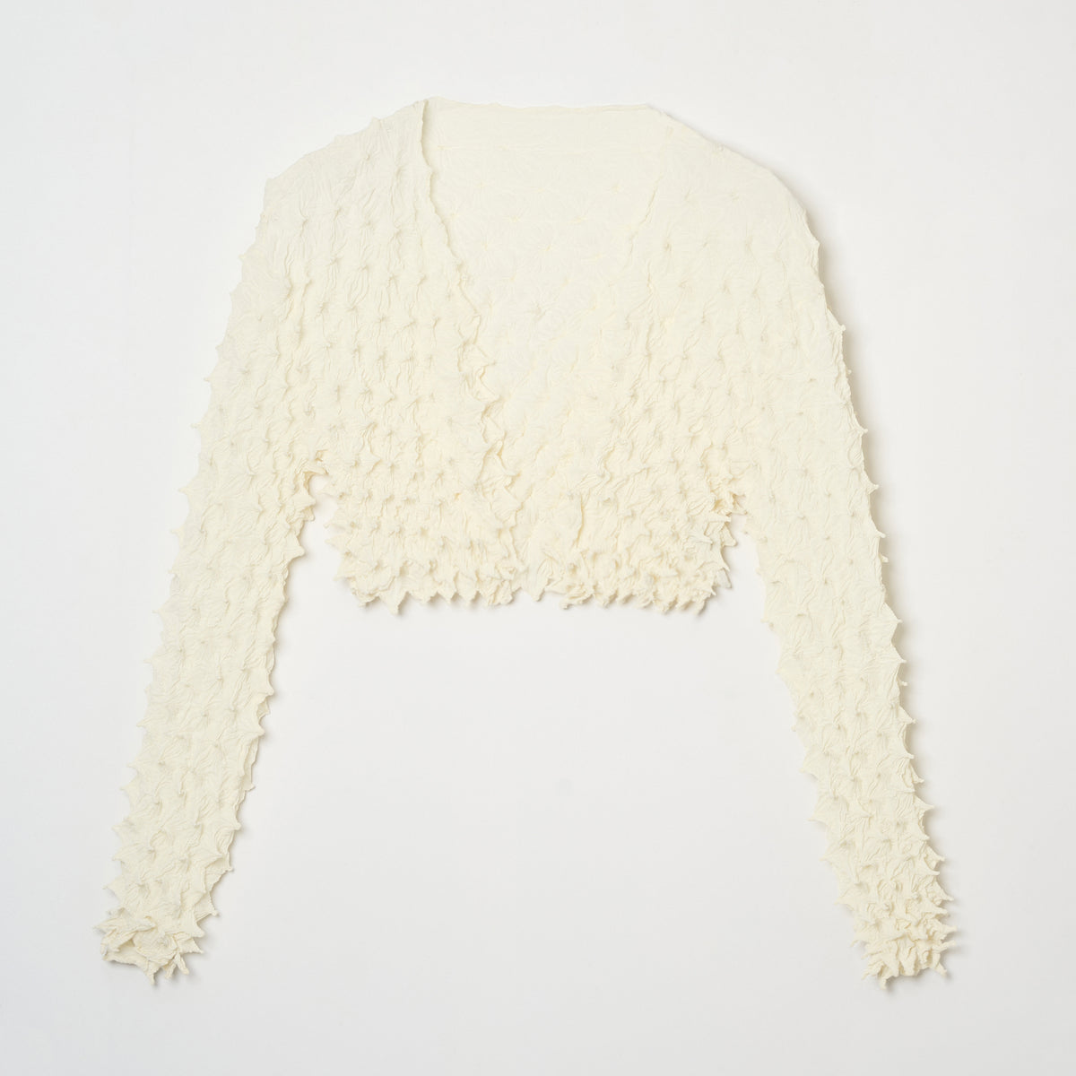  Spiky Shibori Cropped Cardigan - Crepe de Chine/Solid Color