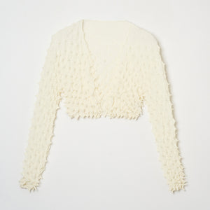  Spiky Shibori Cropped Cardigan - Crepe de Chine/Solid Color
