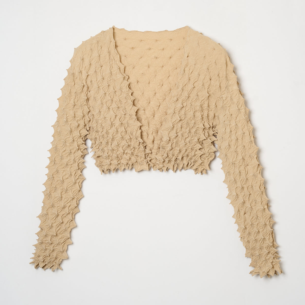  Spiky Shibori Cropped Cardigan - Crepe de Chine/Solid Color