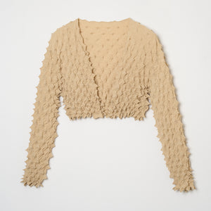  Spiky Shibori Cropped Cardigan - Crepe de Chine/Solid Color