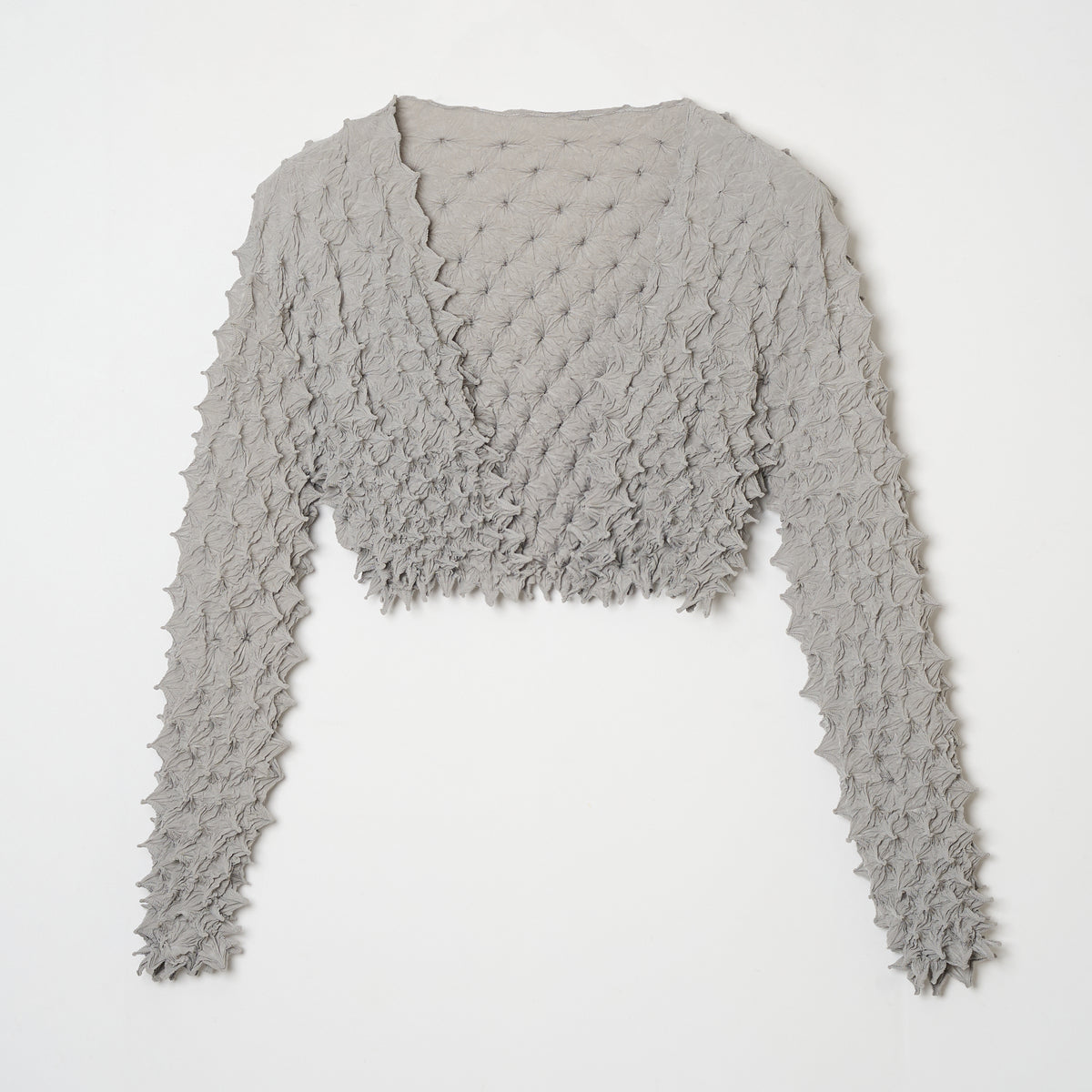  Spiky Shibori Cropped Cardigan - Crepe de Chine/Solid Color