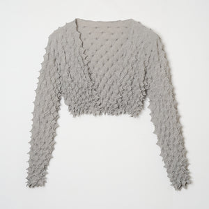  Spiky Shibori Cropped Cardigan - Crepe de Chine/Solid Color