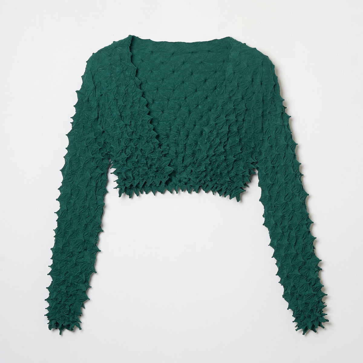  Spiky Shibori Cropped Cardigan - Crepe de Chine/Solid Color