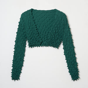  Spiky Shibori Cropped Cardigan - Crepe de Chine/Solid Color