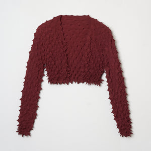  Spiky Shibori Cropped Cardigan - Crepe de Chine/Solid Color