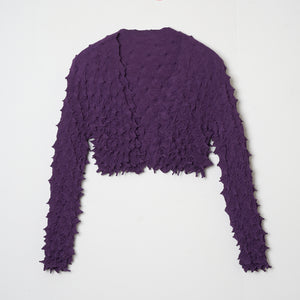  Spiky Shibori Cropped Cardigan - Crepe de Chine/Solid Color