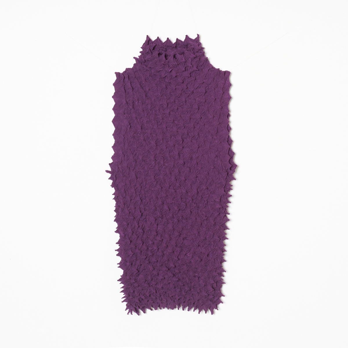 Spiky Shibori Sleeveless Turtleneck Top - Crepe de Chine/Solid Color