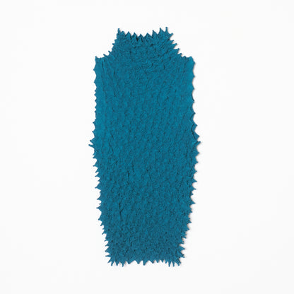 Spiky Shibori Sleeveless Turtleneck Top - Crepe de Chine/Solid Color