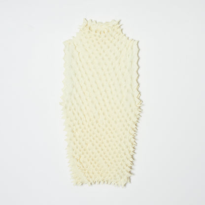 Spiky Shibori Sleeveless Turtleneck Top - Crepe de Chine/Solid Color