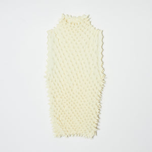 Spiky Shibori Sleeveless Turtleneck Top - Crepe de Chine/Solid Color