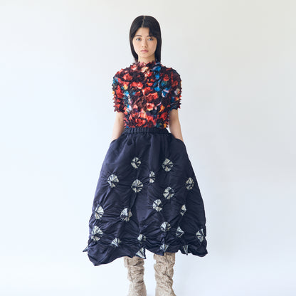 Rolled-up Shibori Skirt Tie-Dye Color