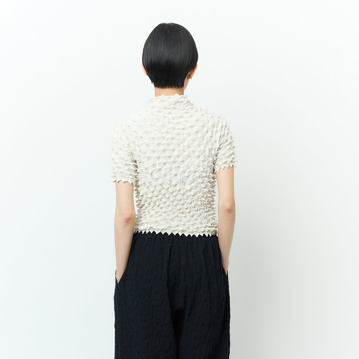 Spiky Shibori Short Sleeve Top - Taffeta