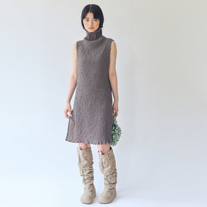 Wavy Sleeveless High Neck Dress
