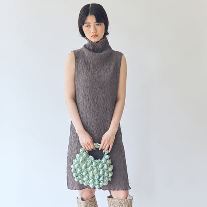 Wavy Sleeveless High Neck Dress