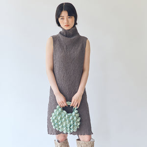 Wavy Sleeveless High Neck Dress