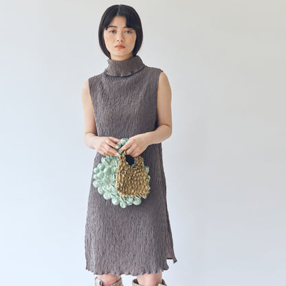 Wavy Sleeveless High Neck Dress