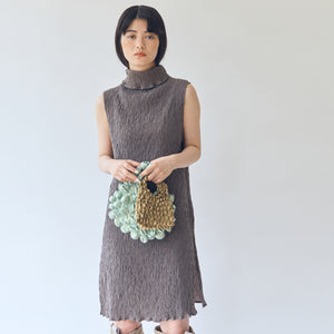 Wavy Sleeveless High Neck Dress