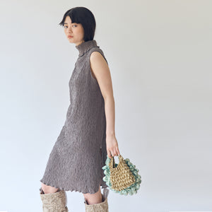Wavy Sleeveless High Neck Dress