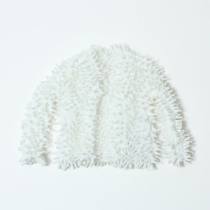 Spiky Shibori Short Cardigan - Chiffon/Solid Color