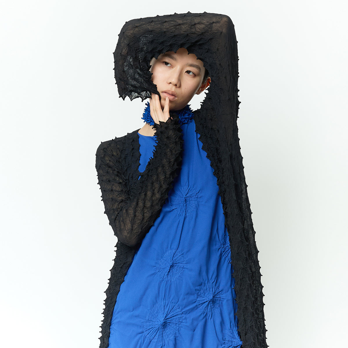 Spiky Shibori Super Long Cardigan - Chiffon