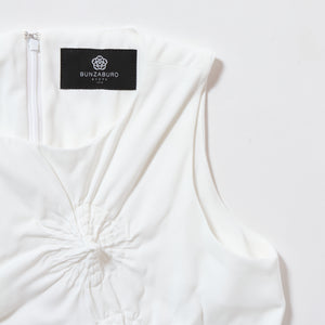 Rolled-Up Shibori Sleeveless Dress, Amundsen/Solid Color