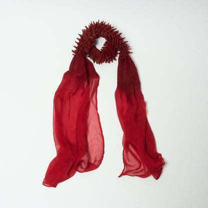 Scarf with Center Spiky Shibori Narrow Width