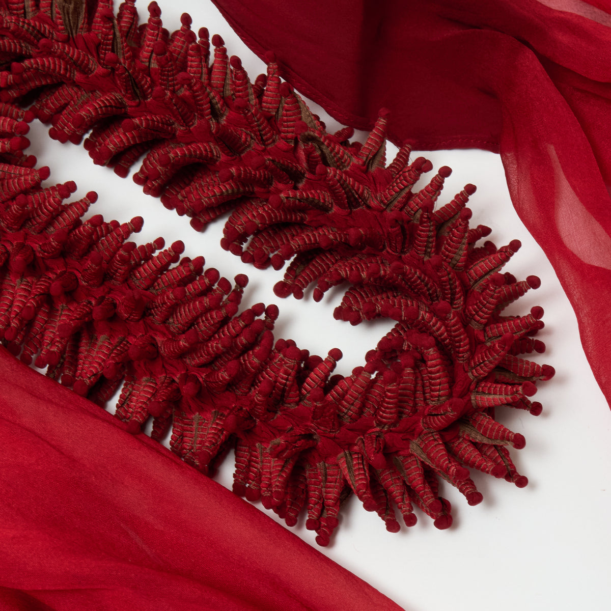Scarf with Center Spiky Shibori Narrow Width