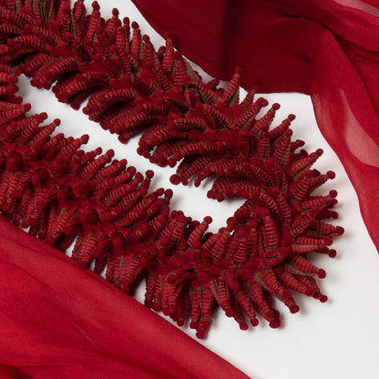 Scarf with Center Spiky Shibori Narrow Width