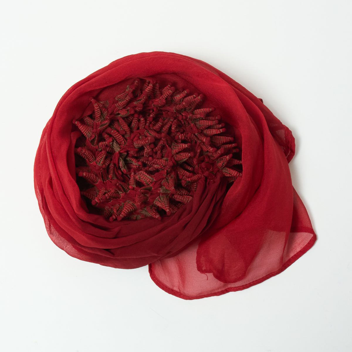 Scarf with Center Spiky Shibori Narrow Width