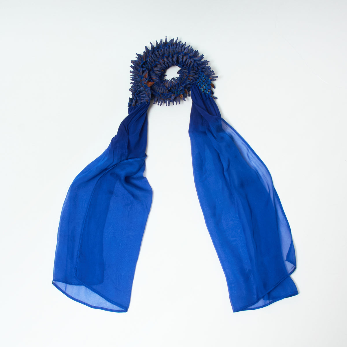 Scarf with Center Spiky Shibori Narrow Width