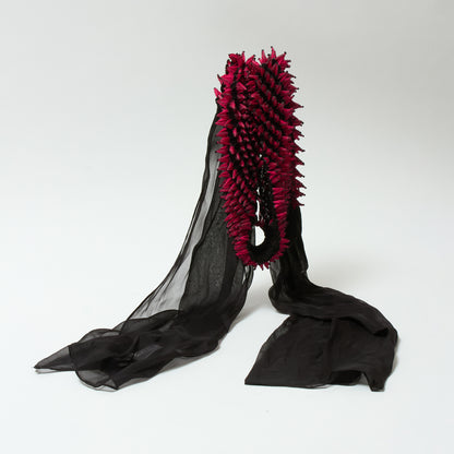 Scarf with Center Spiky Shibori Narrow Width