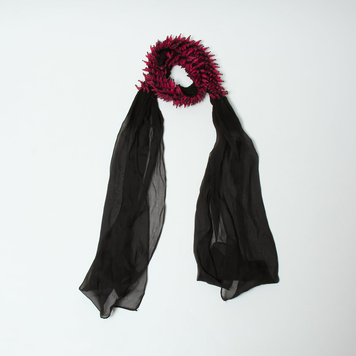 Scarf with Center Spiky Shibori Narrow Width