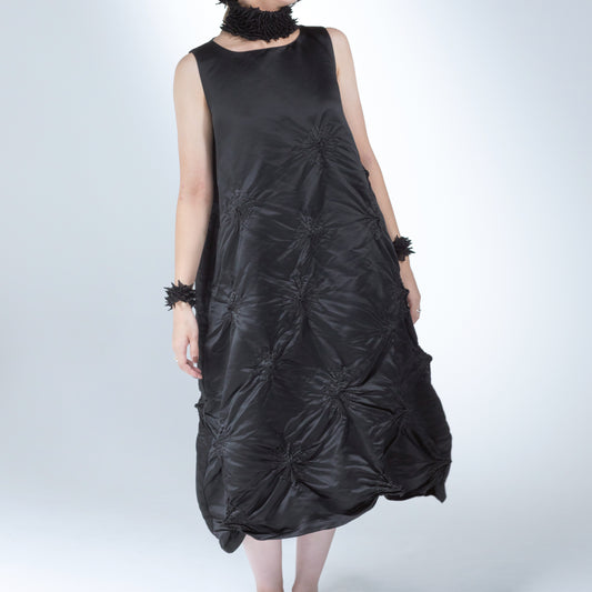Rolled-up Shibori Sleeveless Dress