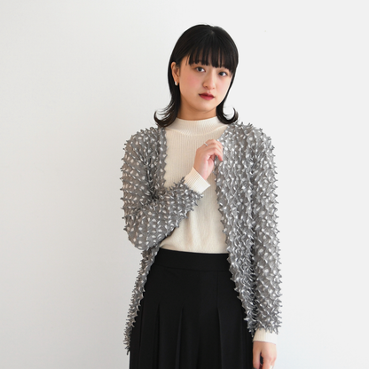 Spiky Shibori Cardigans - Chiffon/Dots