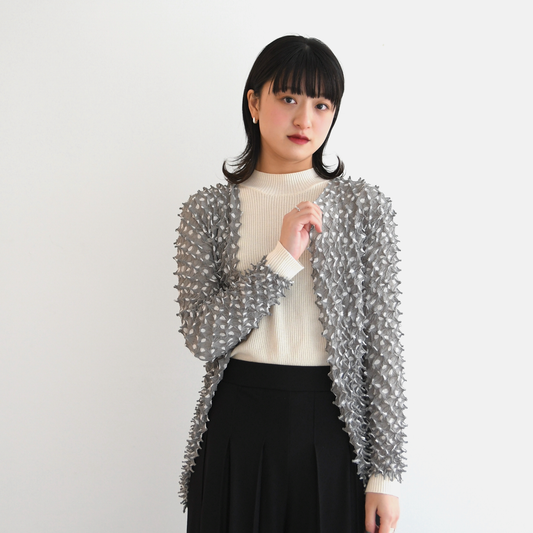 Spiky Shibori Cardigans - Chiffon/Dots