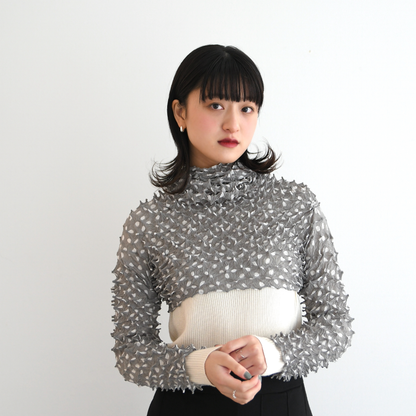 Spiky Shibori Cardigans - Chiffon/Dots