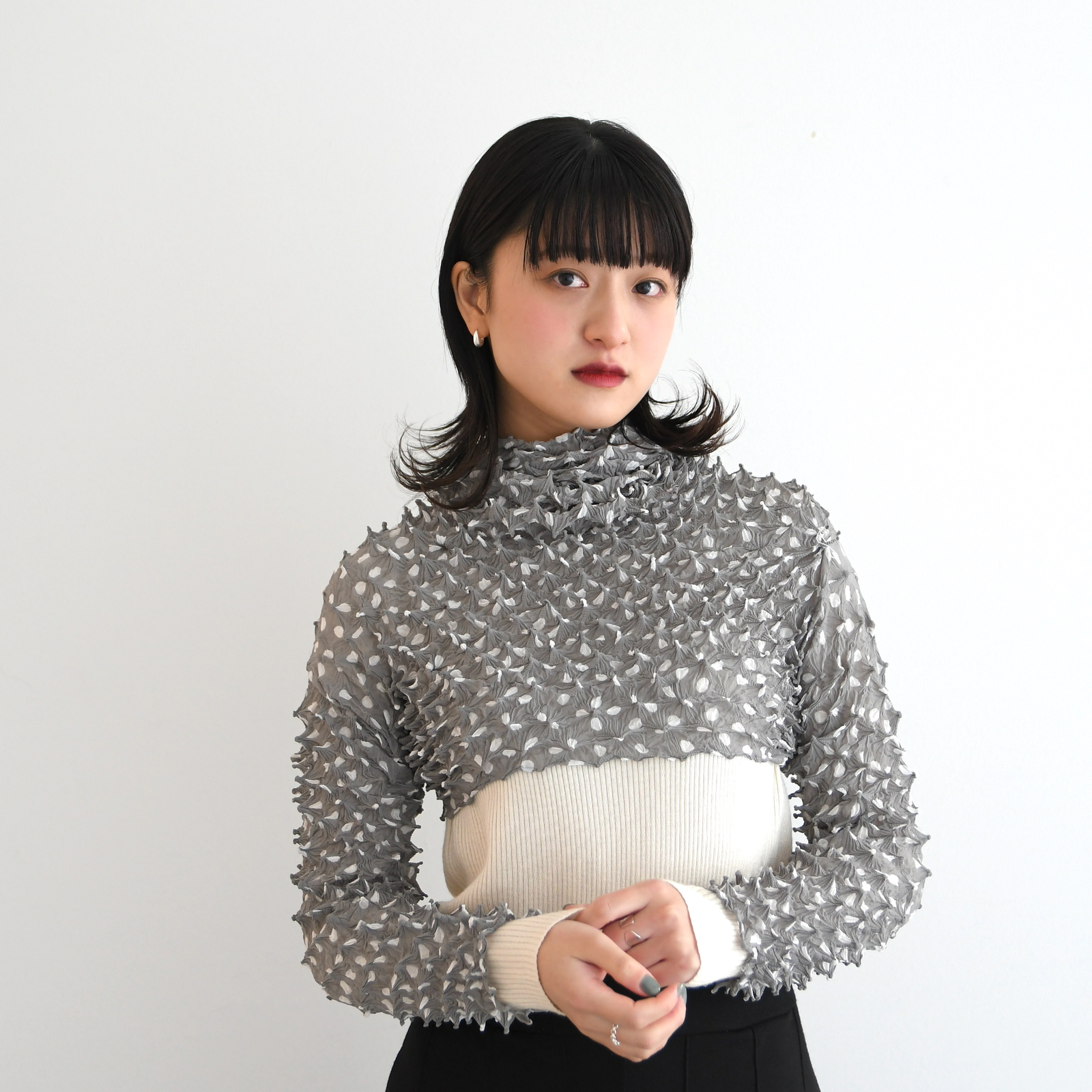 Spiky Shibori Cardigans - Chiffon/Dots