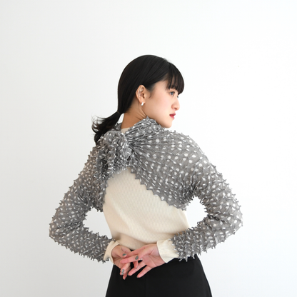 Spiky Shibori Cardigans - Chiffon/Dots