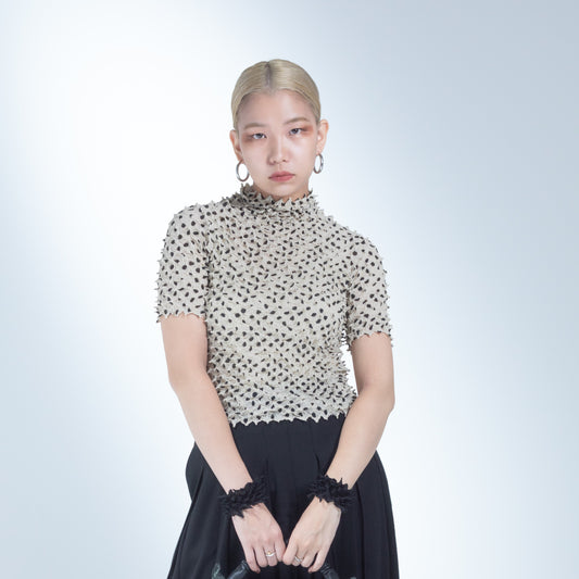 Spiky Shibori Short Sleeve Top - Dot Pattern